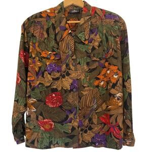 Vintage Floral Western Retro Style Women's Padded Shirt by OBR Size Medium